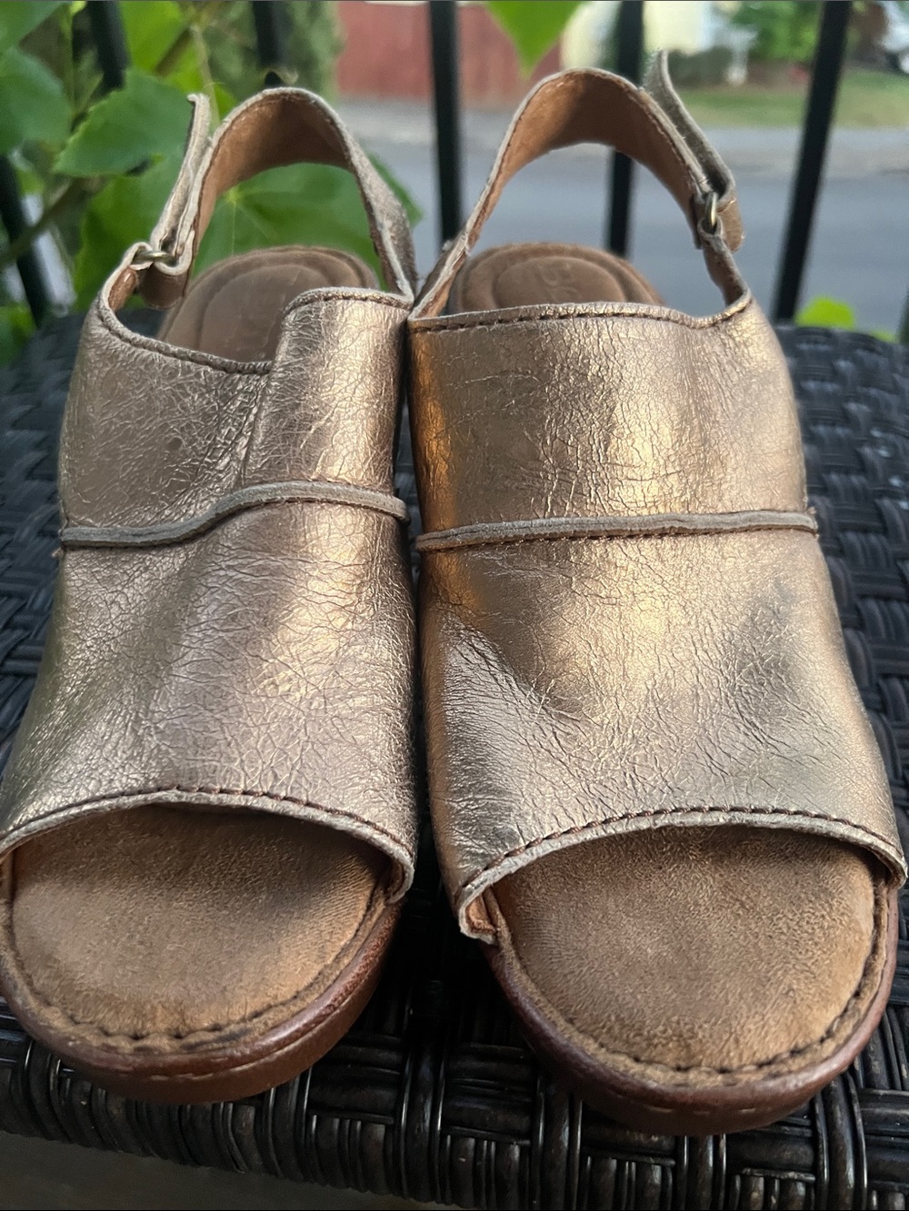 Born Metallic Bronze Open-Toe Platform Sandals - Picture 7 of 16